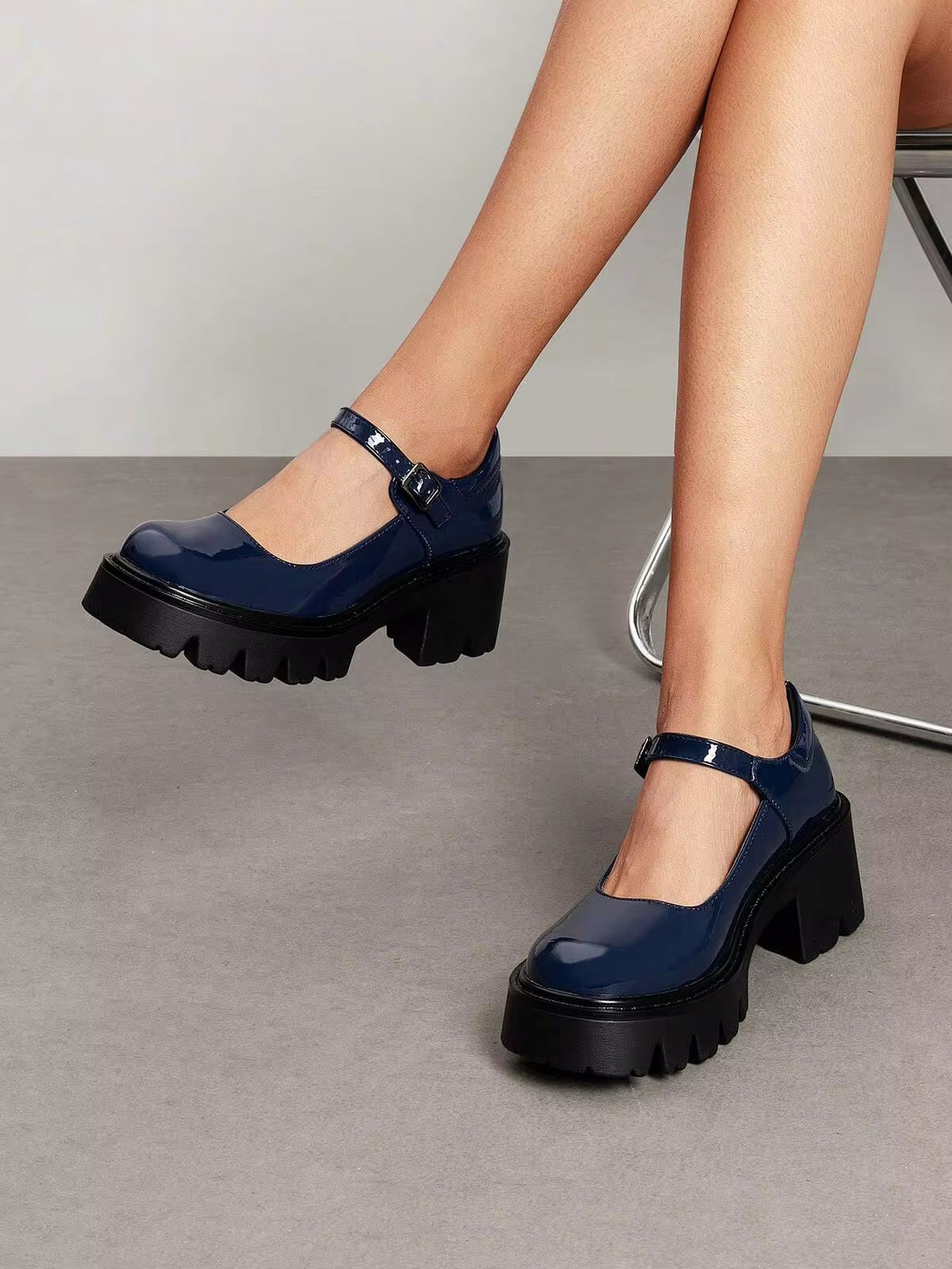 Women's Mary Janes Shoes For Women, Platform Dress Low Heel Chunky Pumps Round Toe Ankle Strap Pumps Shoes Oxfords